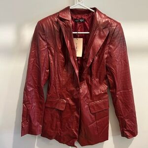 Red Faux Leather Jacket